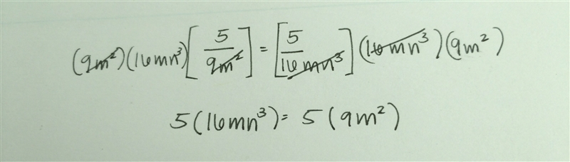 Least common denominator for 5/9m^2 and 5/16mn^3?-example-1