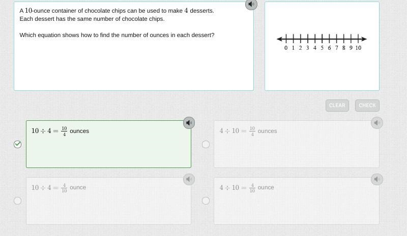 A 10-ounce container of chocolate chips can be used to make 4 desserts. Each dessert-example-1