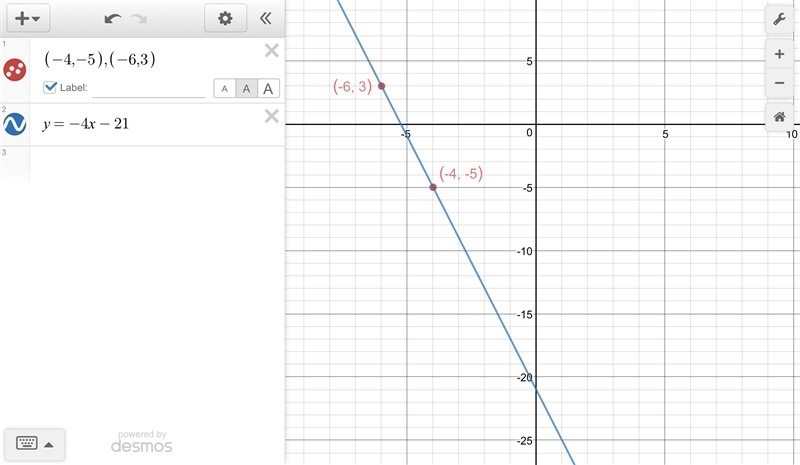 Line jk passes through points j(-4,-5) and k(-6,3 if the equation of the lines is-example-1