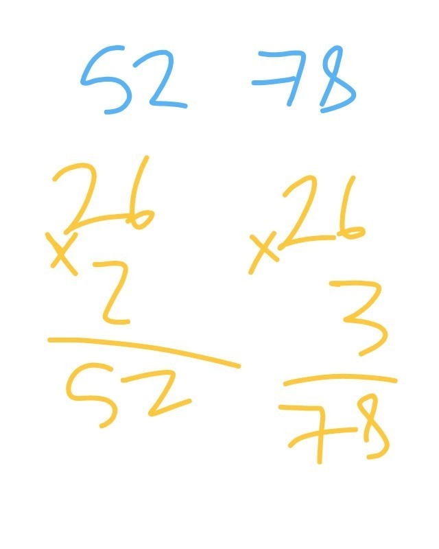 What is the GCF of 52 and 78? Explain the method you used to find it-example-1