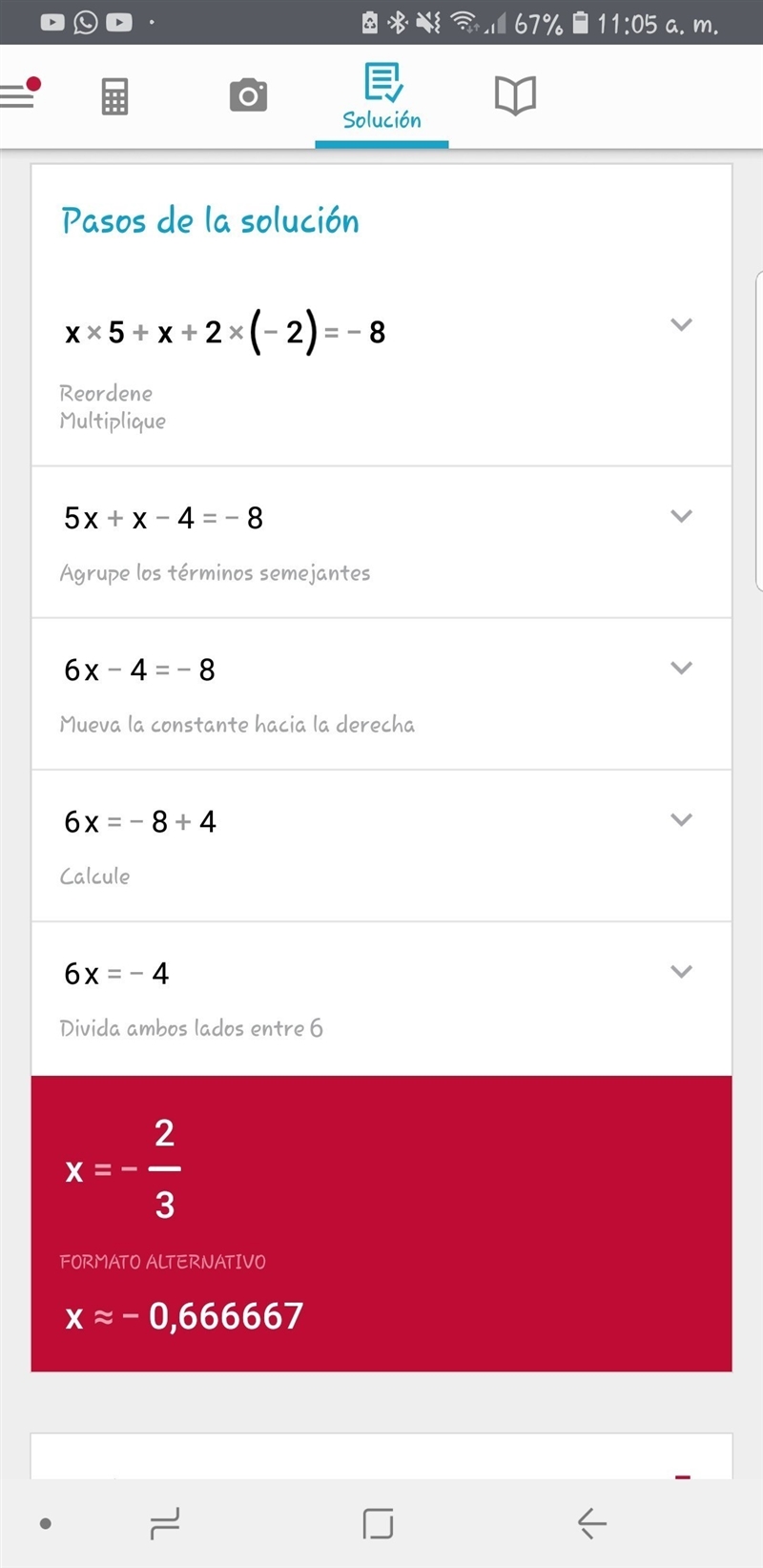 What the answer for x 5+x+(−2)=−8-example-1