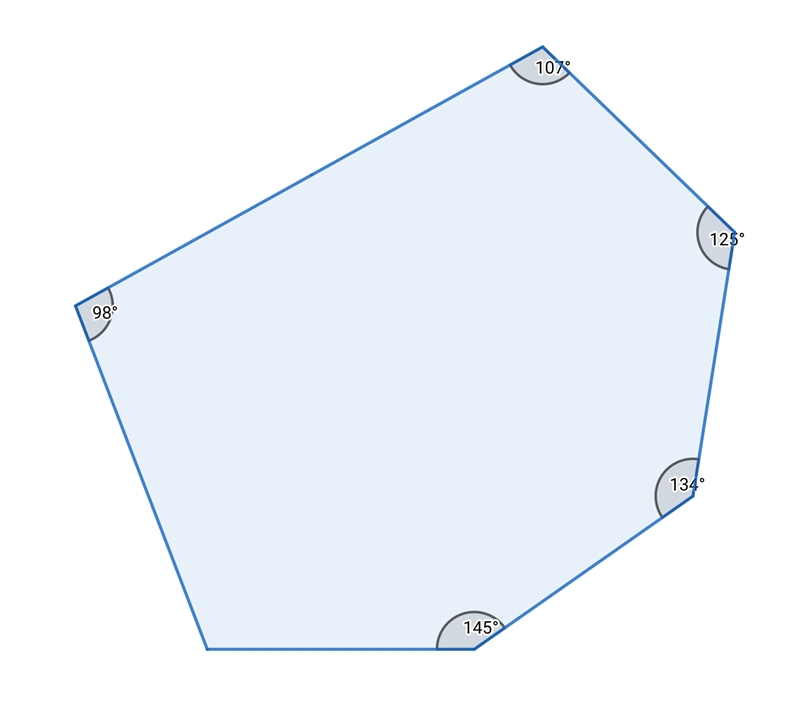 A convex hexagon has exterior angles with measures 35, 46, 55, 73, and 82 degrees-example-1