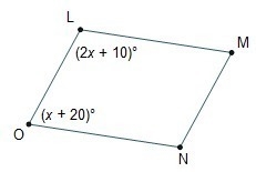 In parallelogram LMNO, what is the measure of angle N? 50° 70° 110° 130°-example-1