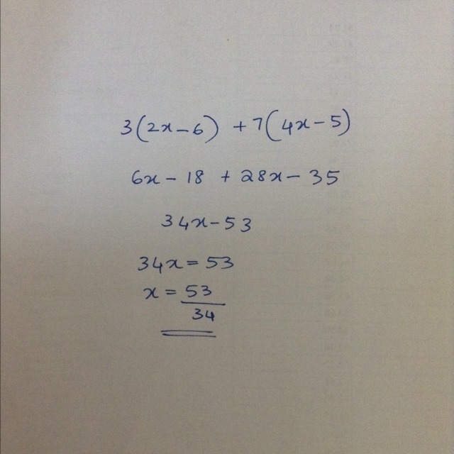 3(2x-6)+7(4x-5) Math help-example-1