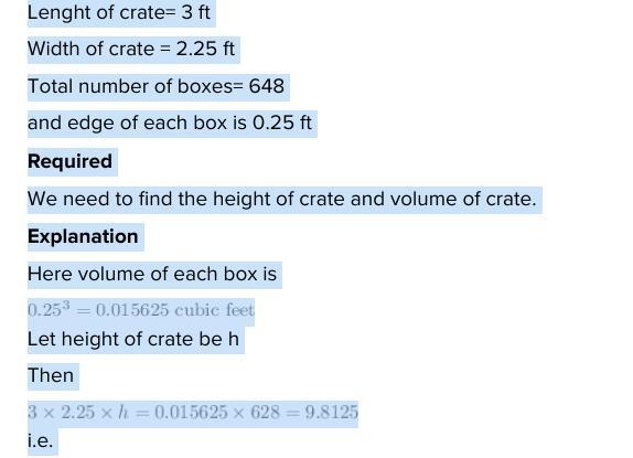 A packing crate is 3 feet long and 2 1/4 feet wide. It is filled completely with 648 boxes-example-1