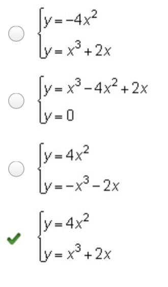 Which system of equations can be used to find the roots of the equation 4x^2=x^3+2x-example-1