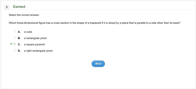 Which three-dimensional figure has a cross section in the shape of a trapezoid if-example-1