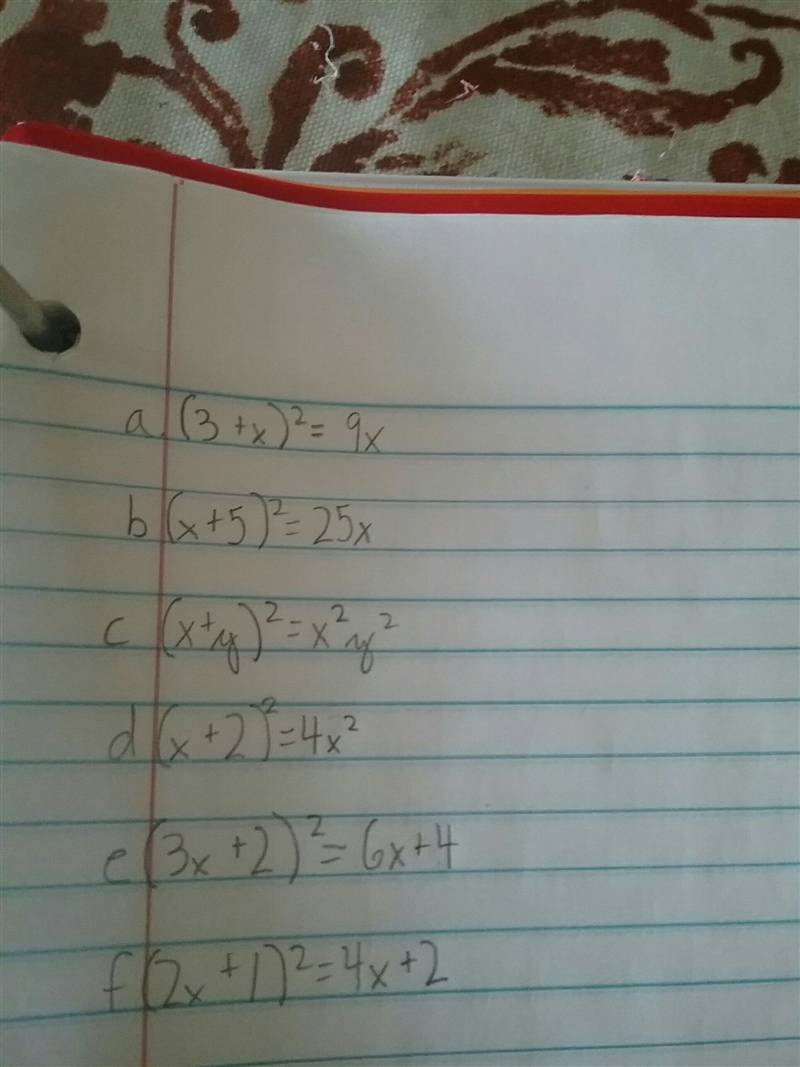 Calcule: a) (3 + x)²= b) (x + 5)²= c) (x + y)²= d) (x + 2)²= e) (3x + 2)²= f) (2x-example-1