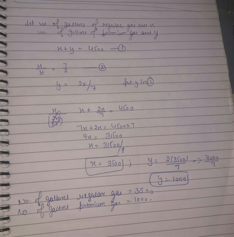 A gas station sells a total of 4500 gallos of regular and premium gas in one day. The-example-1