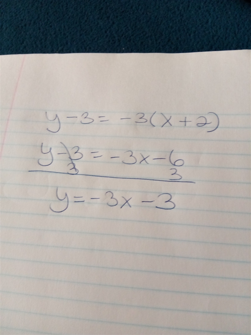 Write the point-slope form of an equation of the line that passes through (-2, 3) and-example-1