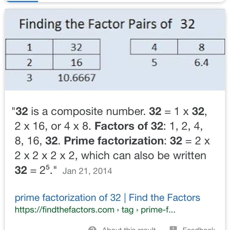 What is the prime factorization of 32?-example-1