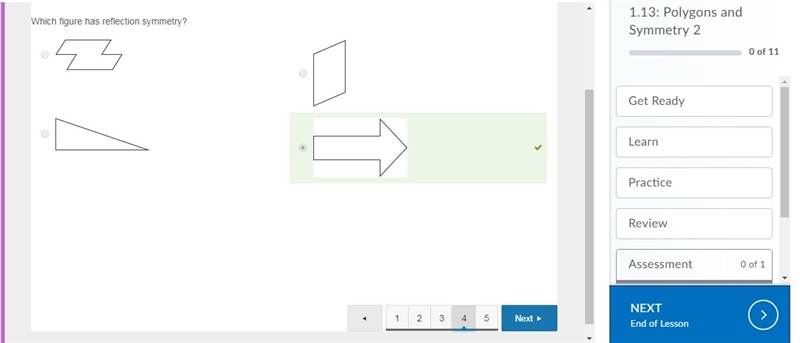 Which figure has reflection symmetry?-example-1