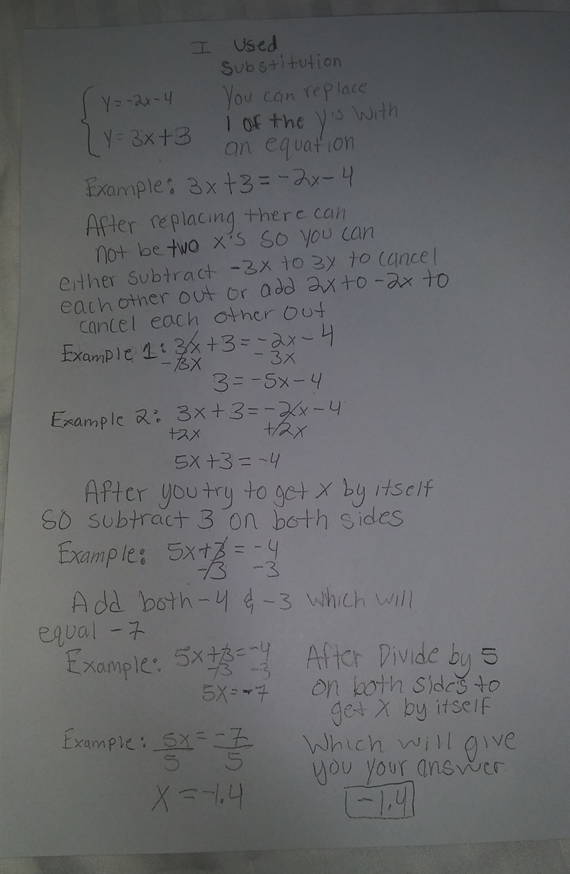 Write a system of equations that can be solved using substitution. Solve your system-example-1