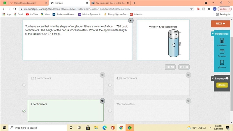 You have a can that is in the shape of a cylinder. It has a volume of about 1,728 cubic-example-1