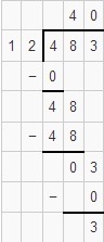 Simplify 483/12 using long division method-example-1