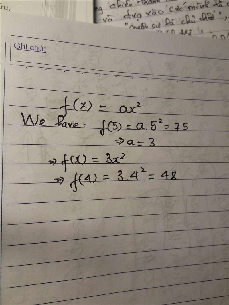 20 POINTS HELP If f(x) varies directly with x^2, and f(x) = 75 when x = 5, find the-example-1