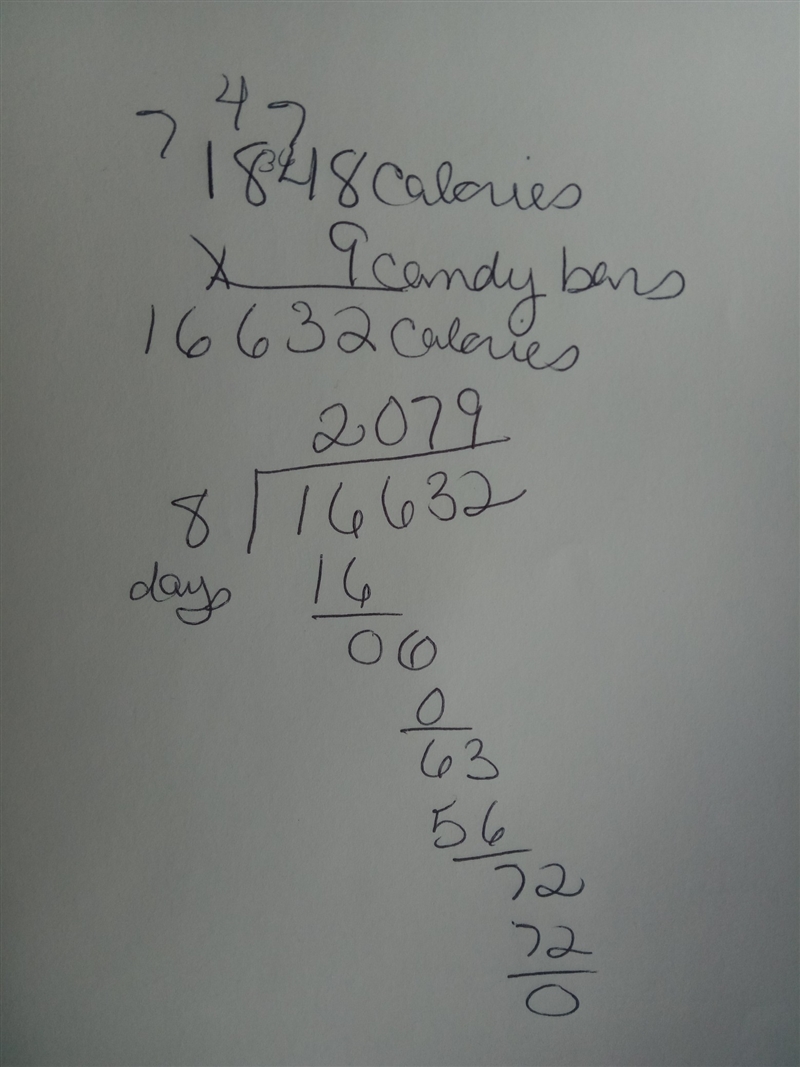 a king size candy cost $3 with each bar having 1,848 calories. If you bought 9 candy-example-1