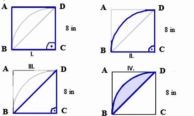 The figures below are made out of circles, semicircles, quarter circles, and a square-example-1