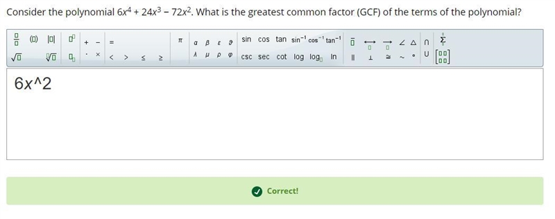 consider the polynomial 6x^4+24x^3-72x^2. what is the greatest common factor of the-example-1