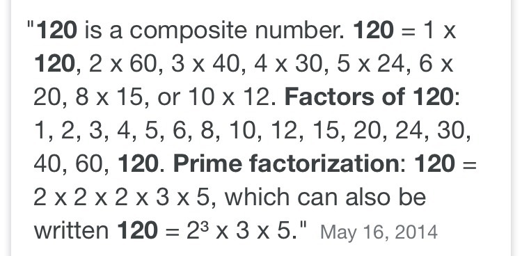 What is the prime factor of 120?-example-1