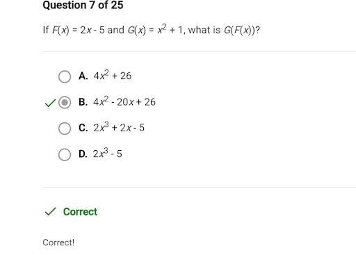 If f(x)=2x-5 and g(x)=x²+1 , what is g(f(x))-example-1