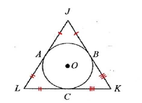 Jk,kl, and lj are all tangent to circle o, ja=13,al=7, and ck=10 what is the perimeter-example-1