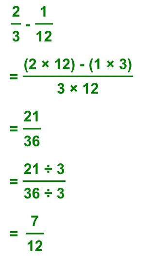 Subtraction with Unequal Denominators: 2/3 - 1/12-example-1