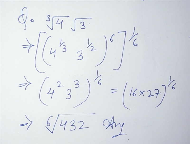 What is the product? \sqrt[3]{4} √(3) a. (2 \sqrt[6]{9} ) b. \sqrt[6]{12} c. \sqrt-example-1