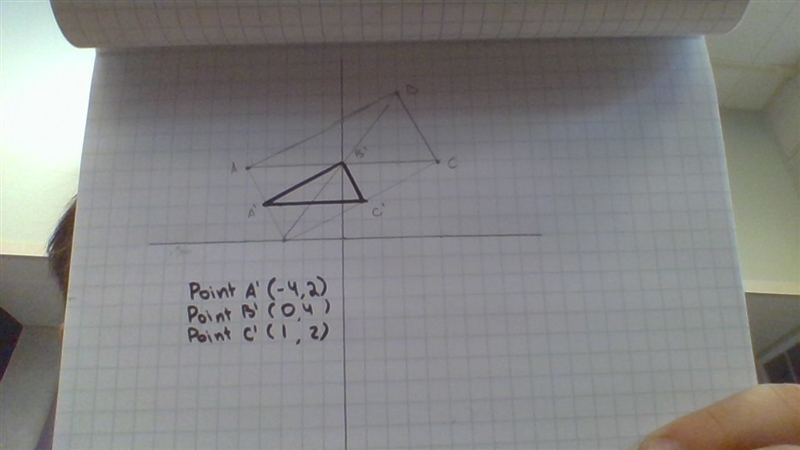 Graph the image of this figure after a dilation with a scale factor of 1/2 centered-example-1