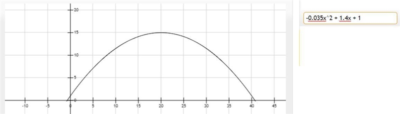 A punter kicked a 41-yard punt. The path of the football can be modeled by y = -0.035x-example-1