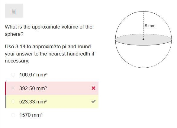 What is the approximate volume of the sphere? Use 3.14 to approximate pi and round-example-1