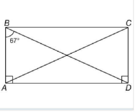 ABCD is a rectangle. The length of BD is 8 units, and m angle ABD is 67°. The length-example-1