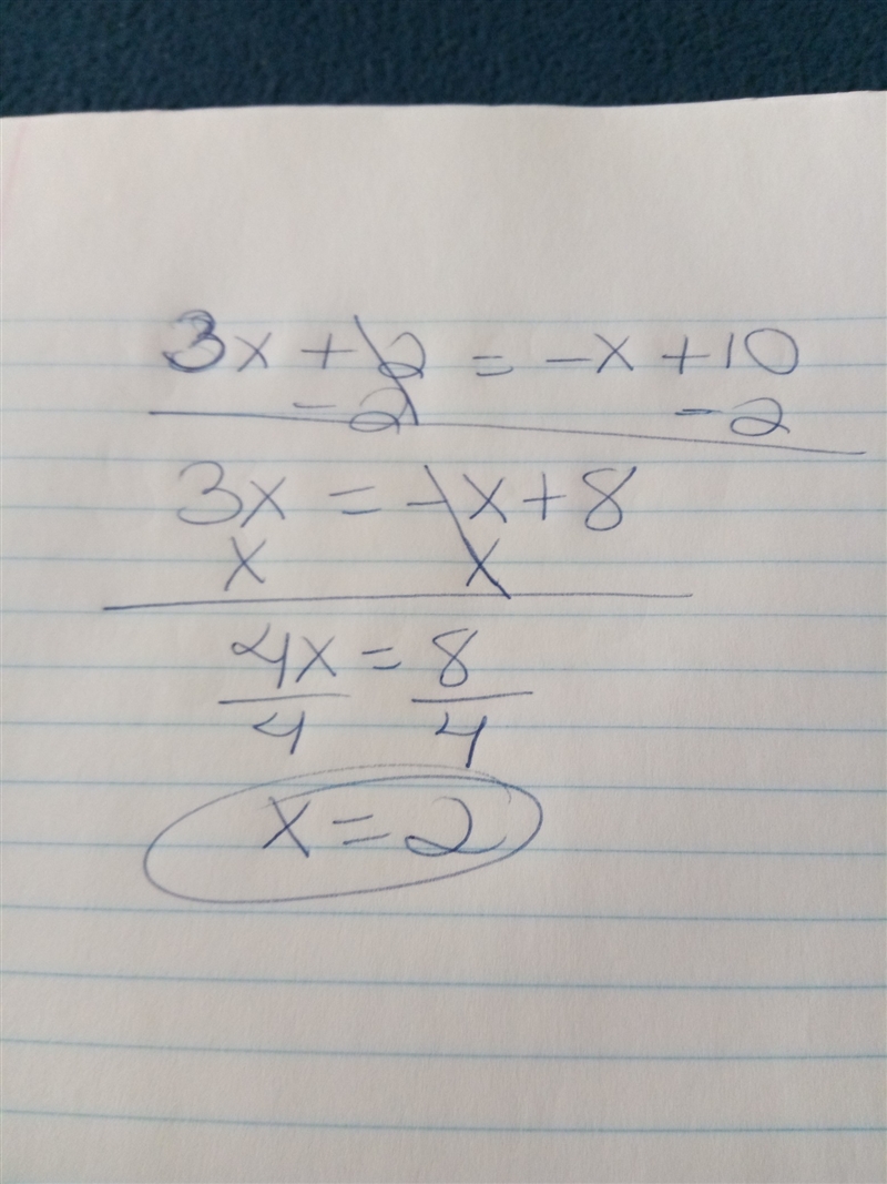 3x + 2 = -x + 10 simplify-example-1