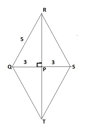 Kite QRST has a short diagonal of QS and a long diagonal of RT. The diagonals intersect-example-1