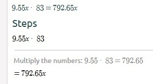 What's the product of 9.55x83 and how to solve it-example-1