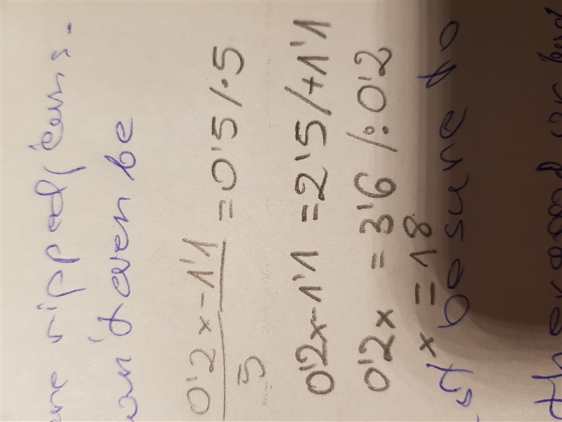 Solve for x 0.2x -1.1 _______ =0.5 5-example-1