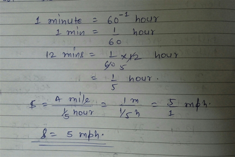 If you run a mile in 12 minutes, how fast are you running in miles per hour?-example-1