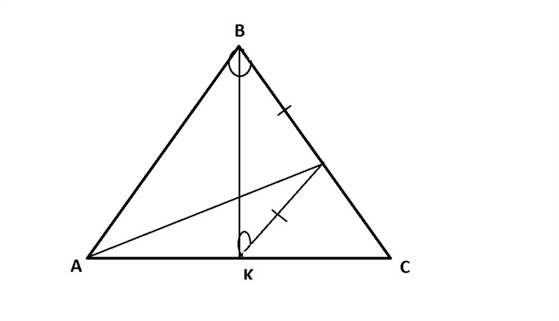 Solve the problem. Segment BK (K∈ AC ) is the angle bisector of ∠B in ΔABC. Point-example-1