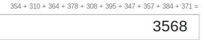 Help mee what is the mean for the data set 352, 310, 364, 378, 308, 395, 347, 357, 384 , 371 . express-example-2