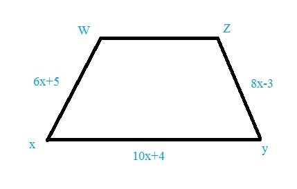 WXYZ is an isosceles trapezoid with legs WX and YZ and a base XY. If the length of-example-1