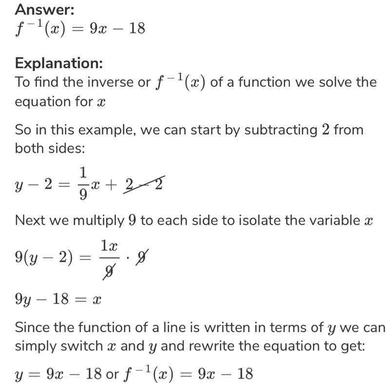 What is the inverse of the function f(x)=1/9+2-example-1