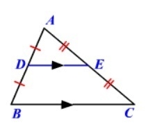 Find the value of x if DE is the midsegment of triangle ABC and DE = 5x and BC = 11x-example-1