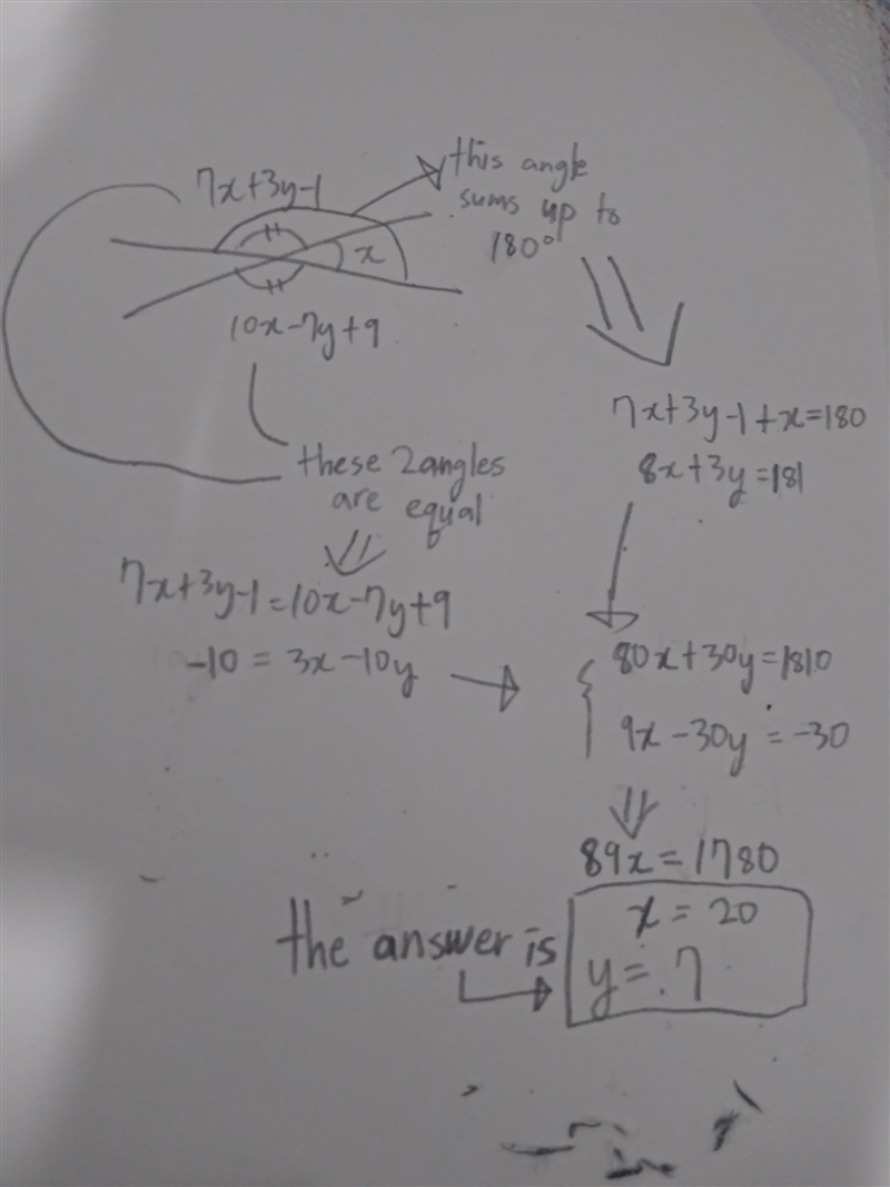 Solve for x and y (use elimination or substitution). Show work.-example-1