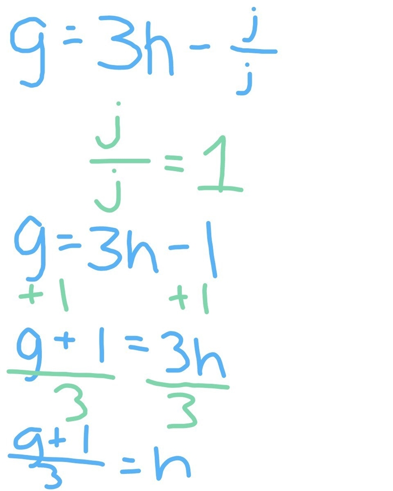 Solve g=3h-j/j for h-example-1