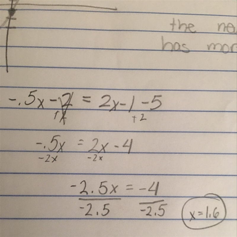 Solve this equation for x -0.5x − 2 = 2x−1 − 5-example-1