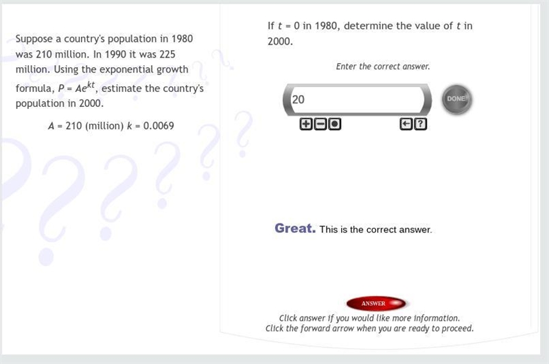 If t =0 in 1980, determine the value of t in 2000?-example-1