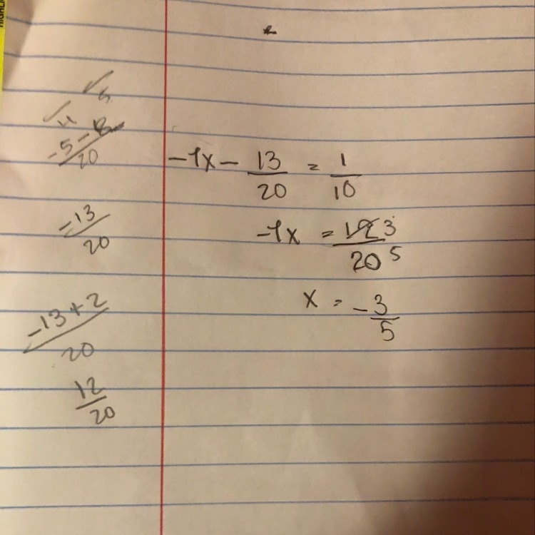 Solve the equation: 2x−1/4−3x−2/5=1/10-example-1