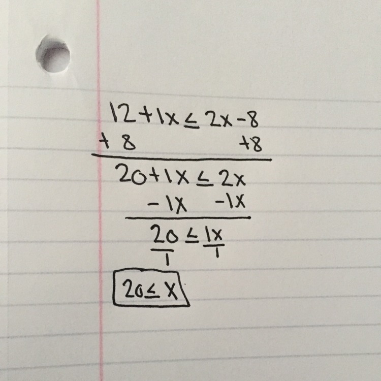 12+ 1X less than or equal to 2X -8-example-1