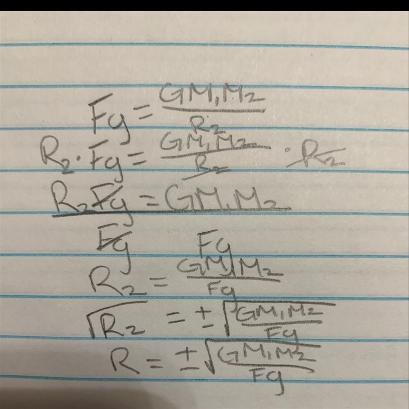 Solve for the positive value of r in terms of,Fg,G,M1,and M2-example-1