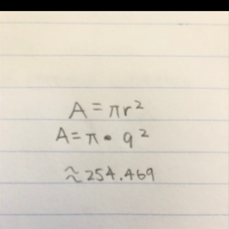 Wha Is the approximate area of a circle with a diameter of 18 in?-example-1